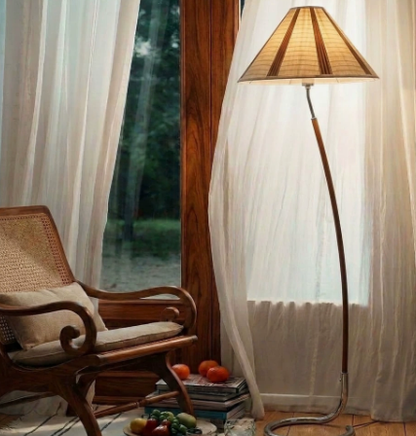 New Minimalist Floor Lamp Sofa Side Artistic Design Mid-Century Style Stepless Dimming Ambient Fabric Living Room Floor Lamp