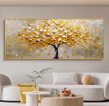 Fortune Tree Decorative Painting New Chinese Style High-End Living Room Sofa Background Wall Hanging Painting