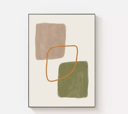 Nordic Morandi Geometric Abstract Green Plant Hanging Painting