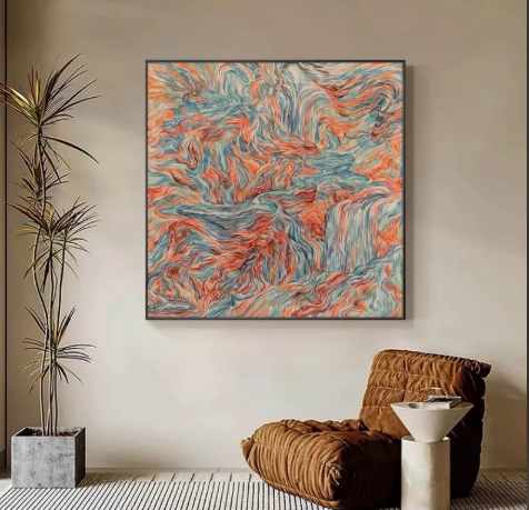 Abstract Style Bedroom Bedside Dining Room Wall Mural Square Guest Room Hanging Painting