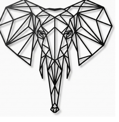 Metal Wall Hanging Art Geometric Elephant Head Metal Wall Hanging Decoration Bedroom Living Room Wall Hanging