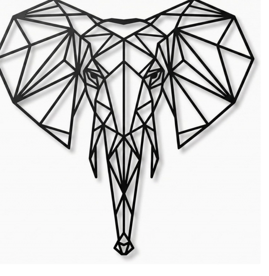 Metal Wall Hanging Art Geometric Elephant Head Metal Wall Hanging Decoration Bedroom Living Room Wall Hanging
