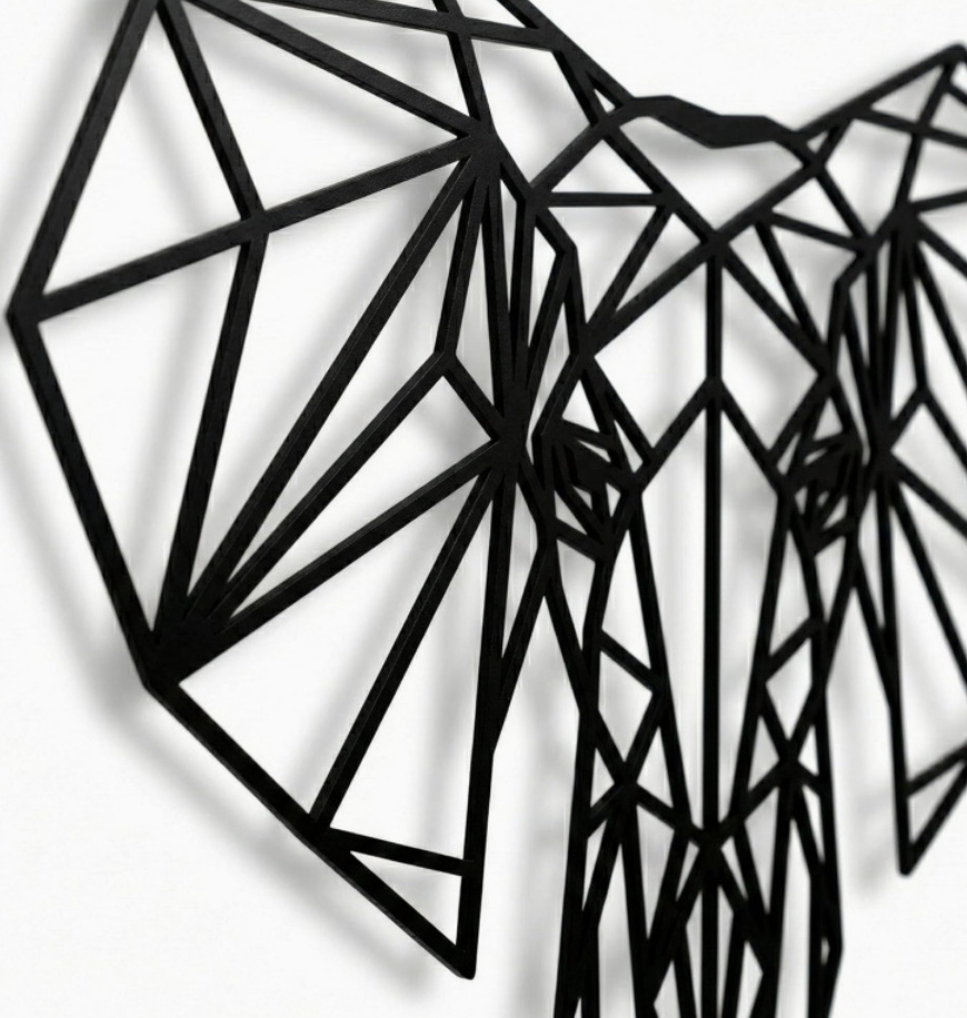 Metal Wall Hanging Art Geometric Elephant Head Metal Wall Hanging Decoration Bedroom Living Room Wall Hanging