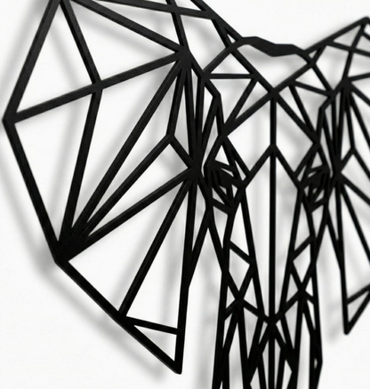 Metal Wall Hanging Art Geometric Elephant Head Metal Wall Hanging Decoration Bedroom Living Room Wall Hanging