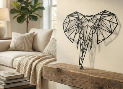 Metal Wall Hanging Art Geometric Elephant Head Metal Wall Hanging Decoration Bedroom Living Room Wall Hanging