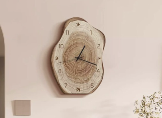 Wood Style Desktop Clock Tabletop Living Room Wall Clock Silent Original Niche Clock Wall-Mounted Vintage Ornament