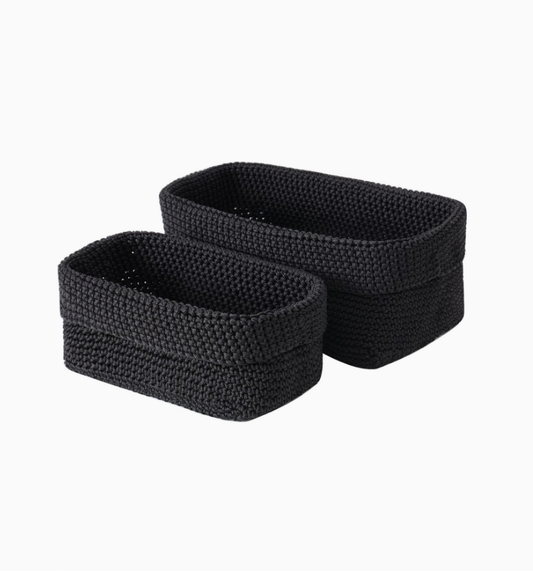 Nordic Ice Silk Knitted Fruit Storage Basket Bathroom Organizer Basket Handmade Woven Fabric Desktop Storage Basket