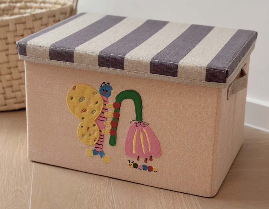 Thickened Fabric Cute Cartoon Storage Basket Household Living Room Sundries Organizer Basket Clothes Snacks Washable Storage Basket