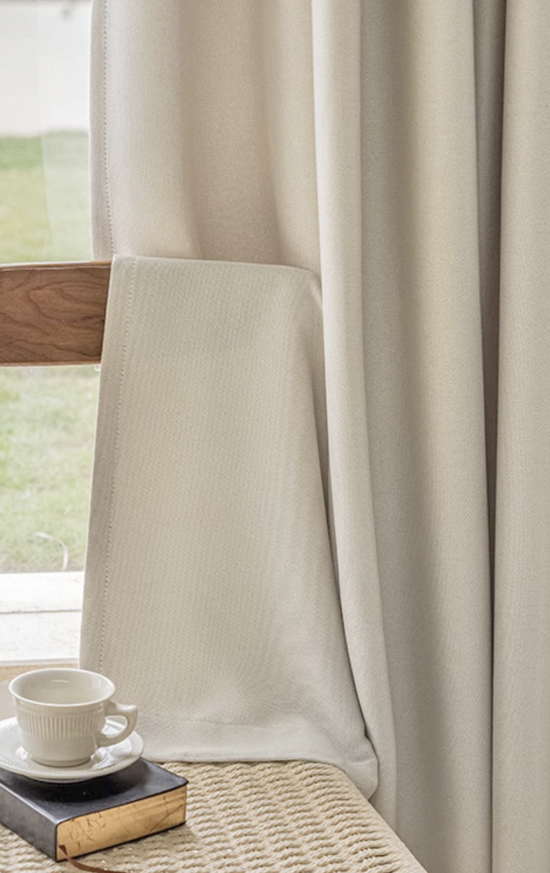 Double-Sided Linen Blackout Curtains Bedroom Cream Style No-Drill Installation Curtains