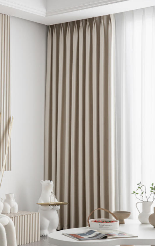 Modern Minimalist Cream Color Curtains Bedroom Living Room Balcony Blackout Heat Insulation Engineering Fabric Curtains