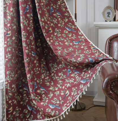 Tassel Curtain Ready-Made Kitchen Curtain Bay Window Semi-Blackout Bed Curtain