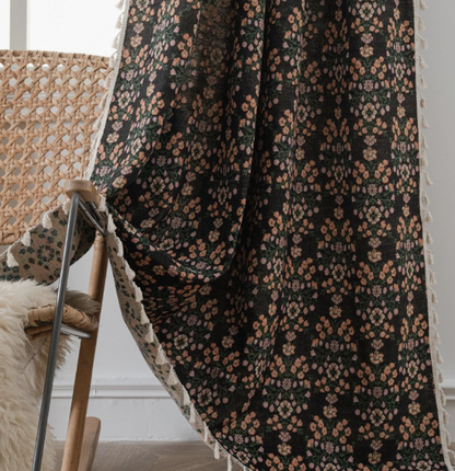 Tassel Curtain Ready-Made Kitchen Curtain Bay Window Semi-Blackout Bed Curtain