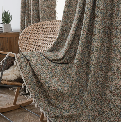 Tassel Curtain Ready-Made Kitchen Curtain Bay Window Semi-Blackout Bed Curtain