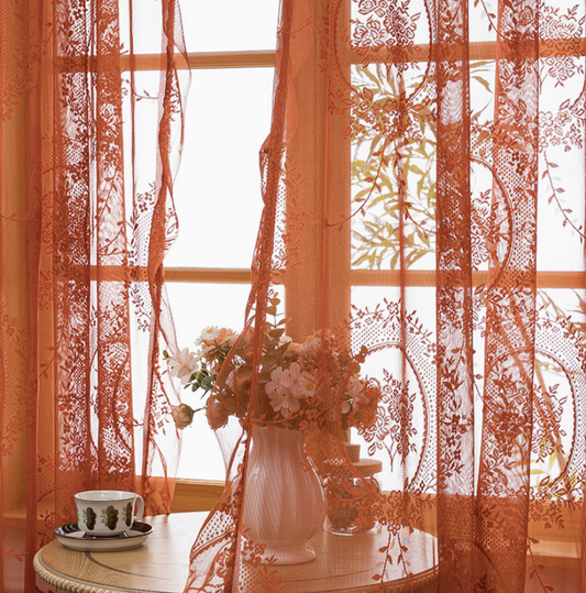 French Ruffled Pastoral Sheer Curtain Bedroom Living Room Curtain Lace Fabric