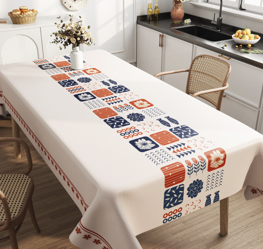 Ethnic Style Tablecloth Waterproof Oil-Proof Wash-Free Anti-Scalding Light Luxury High-End Rectangular Bohemian Dining Table Cover
